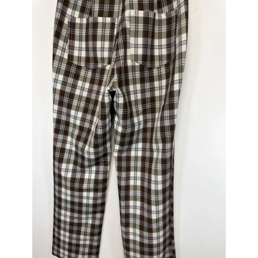 Reformation Y2K Women’s Franklin brown Plaid Straight Leg Pants Rayon Sz 2 - Picture 12 of 16